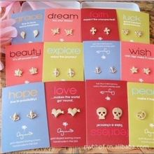 0037韩国欧美复古许愿耳钉我爱和平我爱地球耳环韩版时尚饰品