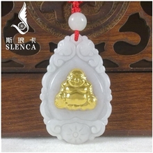 斯琅卡玉器金镶玉佛祖保平安吊坠/创意会销工艺品/翡翠观音吊坠