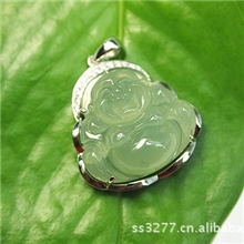 K金翡翠佛公镶钻翡翠佛公天然缅甸A货翡翠吊坠