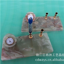 厂家供应玉石批发天然家居办公创意钟表摆件插笔筒礼品