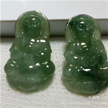 双11热销供应缅甸天然A货油青冰糯种玉观音佛吊坠批发