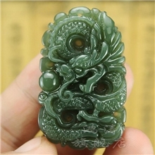 厂家玉器批发供应和田玉龙吊坠项链青玉生肖龙牌男款游龙戏珠项坠