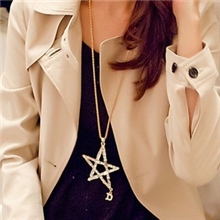 A424超个性奥钻大星星韩国长款项链毛衣链韩版饰品女时尚