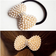 B211韩版发饰头饰批发精美珍珠水钻蝴蝶结发饰发圈皮筋