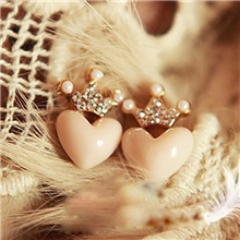 T520韩国饰品批发清新滴油桃心爱心可爱耳钉耳饰