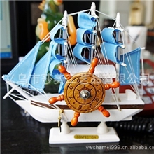 伙拼木质帆船摆件音乐盒木艺摆饰一帆风顺礼物小彩帆A