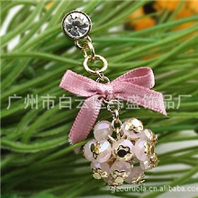 批发精美水晶球吊坠蝴蝶结手机防尘塞批发