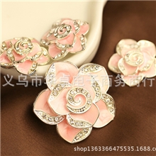 批发大小一套山茶花手机美容DIY贴钻合金配件真金电镀保色