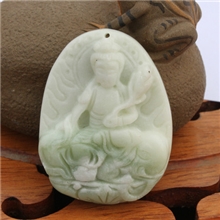 天然蓝田玉观音挂件大号蓝田玉守护神