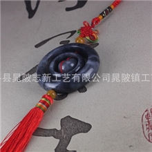 和田青花籽料平安扣车挂收藏品