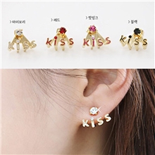 2174韩版饰品批发镶钻kiss宝石钻石耳饰耳钉耳环女