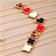 5041九天饰品批发欧美饰品复古小桃心爱心四叶草手链