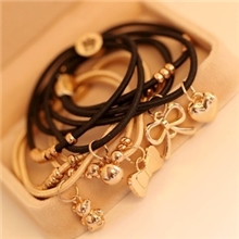 70422特价！韩版热卖可爱金属皇冠小熊吊坠发圈发绳皮筋发饰