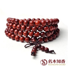 厂家供应油润老料印度小叶紫檀0.8顺纹108颗念珠鸡血红略带金星