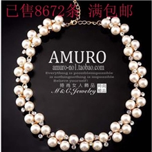 【伙拼】拜托小姐2013春季气质优雅奢华珍珠水钻锁骨链新娘项链