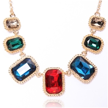 欧美饰品复古巴洛克项链彩色夸张宝石项链厂家直销批发