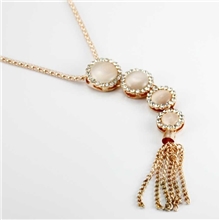 2013新款韩版时尚饰品长串小圆吊坠合金镶钻猫眼石项链