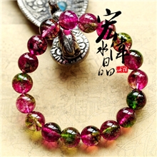 宏伟水晶8MM至12MM冰种西瓜晶手链完美双色晶莹剔透限量款