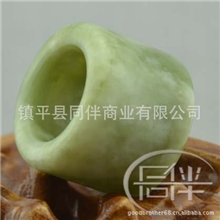 【同伴】天然姜花岫玉扳指商城正品玉指环尊贵大气玉戒指