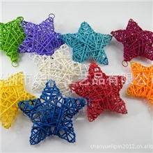 专业生产批发藤编五角五角星饰品柳编心形柳编胡缠圣诞挂饰