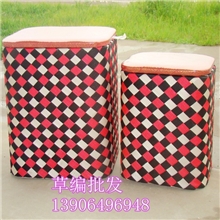 博兴艺凡草编工艺品批发收纳箱换鞋凳田园收纳盒