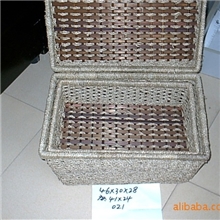 供应厂家直销纯手工海草编竹野餐蓝/置物篮植物编织工艺品