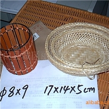 供应厂家直销纯手工竹片编织面包蓝/收纳篮/编织工艺品