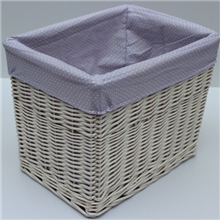 厂家批发纯棉紫罗兰格子里布柳编篮柳编收纳篮