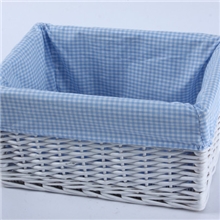 精品批发高端品质纯棉蓝白格子里布柳编篮柳编收纳篮