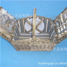专业生产厂家供应柳藤篮柳编野餐篮旅游篮子