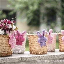 新款柳编收纳篮餐篮水果柳编篮带宠物兔子饰品篮圣诞礼品篮