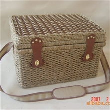 厂家特供应野餐篮竹草混编箱子储物箱