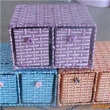 厂家生产供应草编工艺品纸编二抽首饰盒