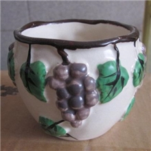 陶瓷花盆迷你小盆栽浮雕手绘葡萄花1512