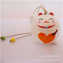 陶瓷创意风铃景德镇可爱卡通招财猫风铃批发地摊货源厂家直销