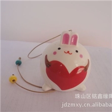 景德镇卡通可爱小兔子风铃批发陶瓷饰品车饰车挂门挂厂家直销