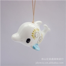工艺品陶瓷可爱海豚白瓷陶瓷风铃另类风纯手工手绘地摊货批发