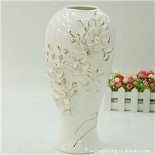 供应【混批】欧式宫廷贴花白瓷描金系列电镀工艺陶瓷花瓶摆件