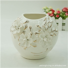 【厂家直销】白瓷描金系列镂空花瓶手工贴花陶瓷工艺品家居摆设