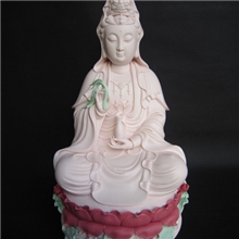 德化白瓷观音瓷器佛像陶瓷观音佛具用品摆件十六寸坐莲观音
