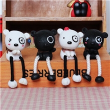 高档树脂摆件工艺品治愈系黑白小狗吊脚摆件动物娃娃单个价格