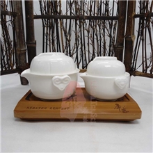 白釉快客杯一壶一杯旅行茶具精品陶瓷茶具套装