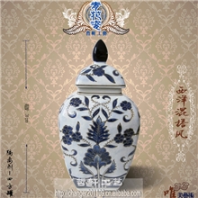 陶瓷收纳青花瓷饰品青花瓷收纳罐家装家饰摆件隔离剂-四方罐