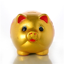 供应10寸陶瓷工艺品装饰品镀金猪存钱罐儿童储蓄罐春节礼物批发