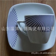 【低价销售】临沂瓷餐具方形220cc杯碟餐具杯碟套装