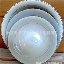 【低价处理】山东临沂陶瓷餐具GGK荷口斗碗金边陶瓷碗