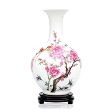 厂家直销景德镇陶瓷礼品陶瓷花瓶陶瓷工艺品水点桃花赏瓶