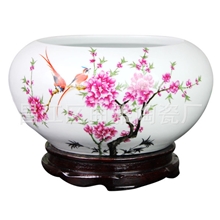 景德镇陶瓷水点桃花金鱼缸养鱼缸乌龟缸睡莲水浅烟灰缸