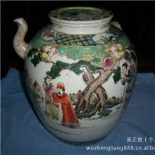 景德镇仿古瓷器大量批发零售【粉彩人物茶壶】