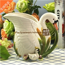 陶瓷工艺品方亚陶瓷方亚品牌北京代理/天鵝水罐/天鹅花瓶2418B